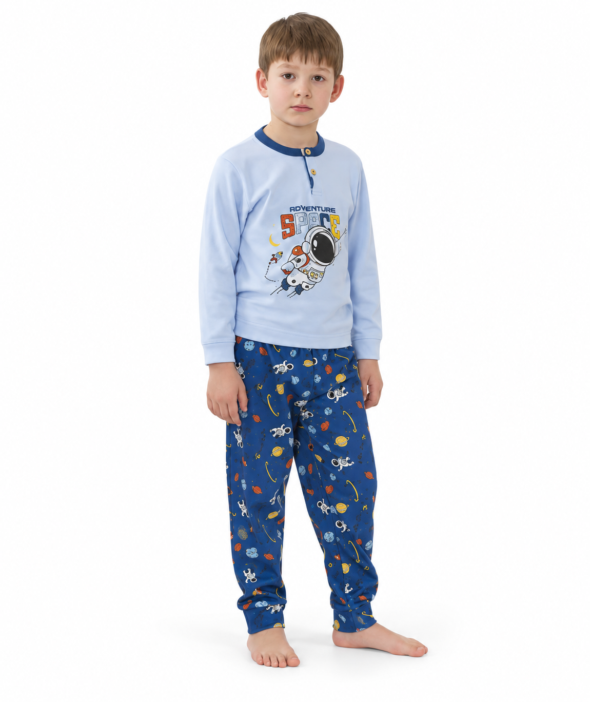 Pigiama invernale bambino interlock Gary 2203 - CIELO - foto su fondo bianco
