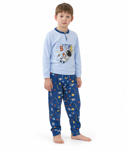 Pigiama invernale bambino interlock Gary 2203 - CIELO - foto su fondo bianco