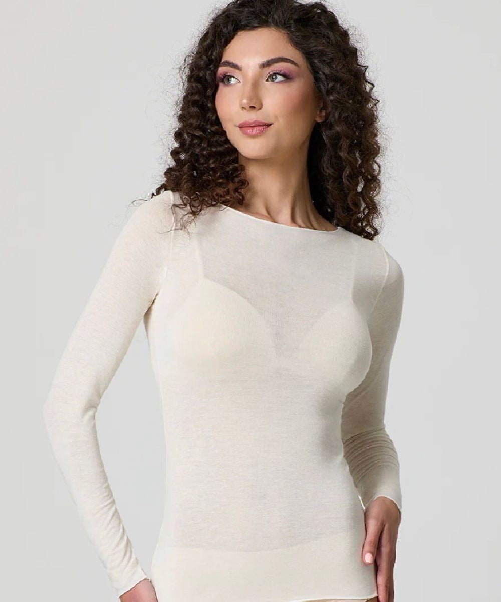 Maglia donna manica lunga scollo barca Jadea in modal e cashmere 4064