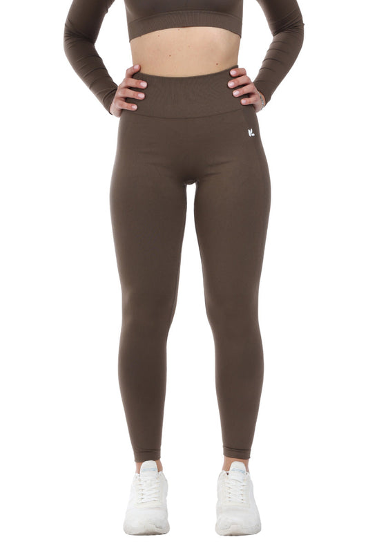 Leggings marrone modello CALLIOPE a vita alta effetto push up
