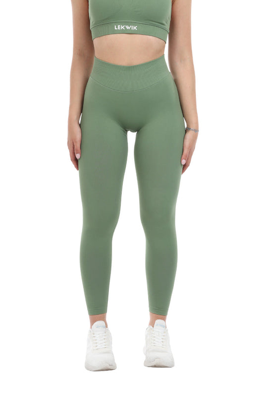 Leggings oliva modello IMMO a vita bassa senza cuciture