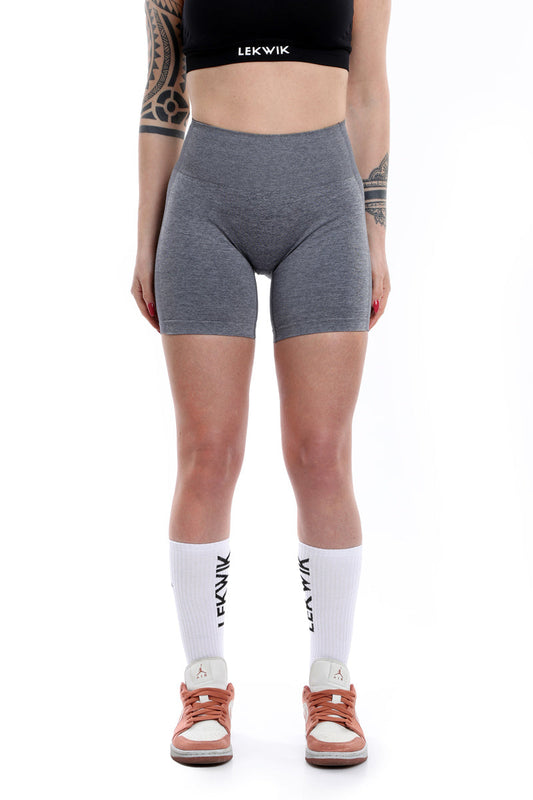 Shorts grigio modello POLLY a vita alta senza cuciture