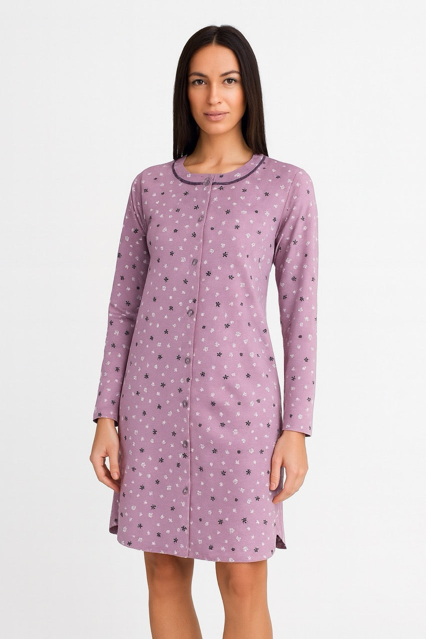 Camicia da notte donna Sièlei aperta caldo cotone interlock TM23 Tamigi