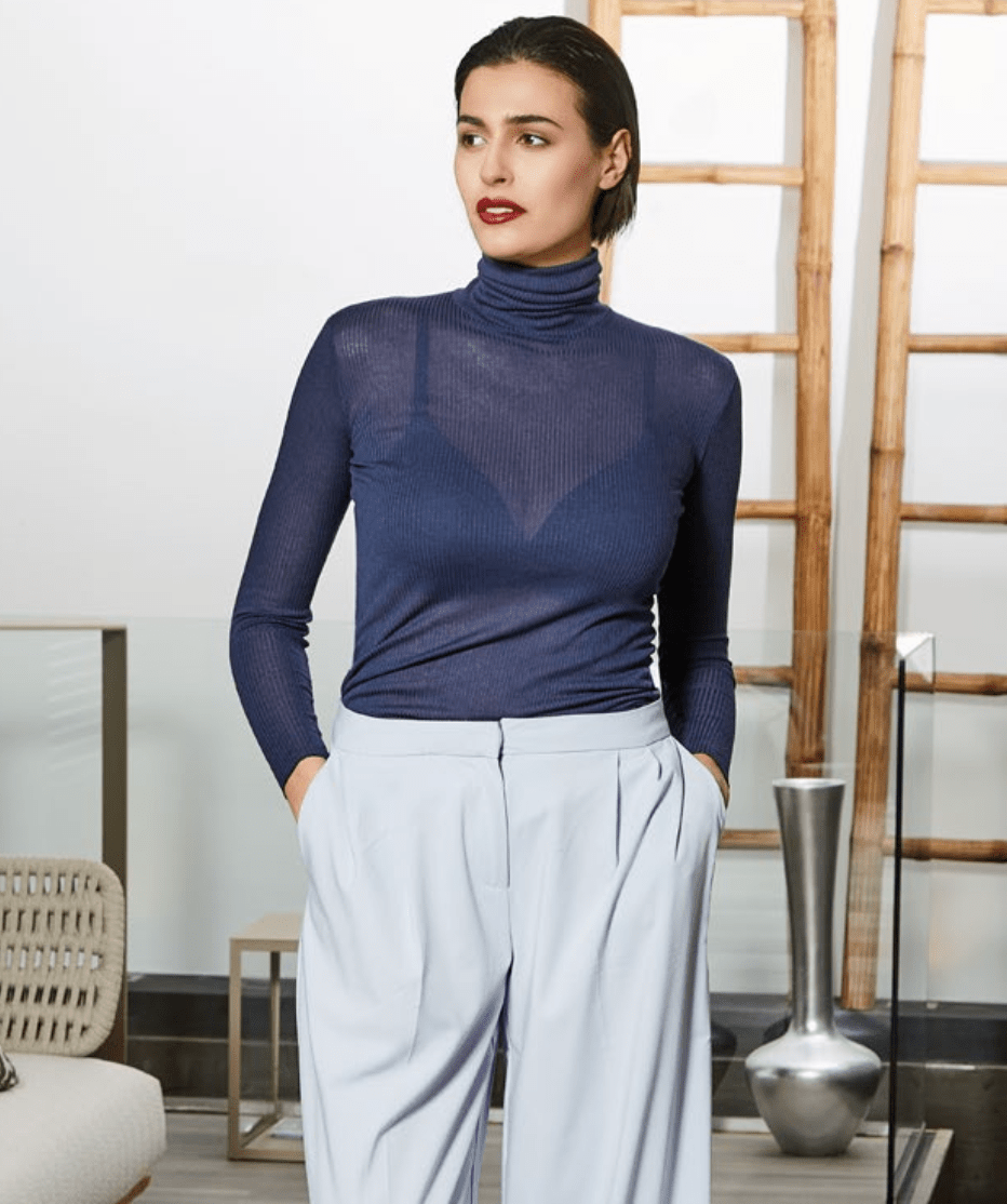 Maglia donna a costina manica lunga dolcevita Sublyme in modal cashmere ultra light 4315 - Caos Intimo Donna - Uomo - Bambini - Casa - Sublyme