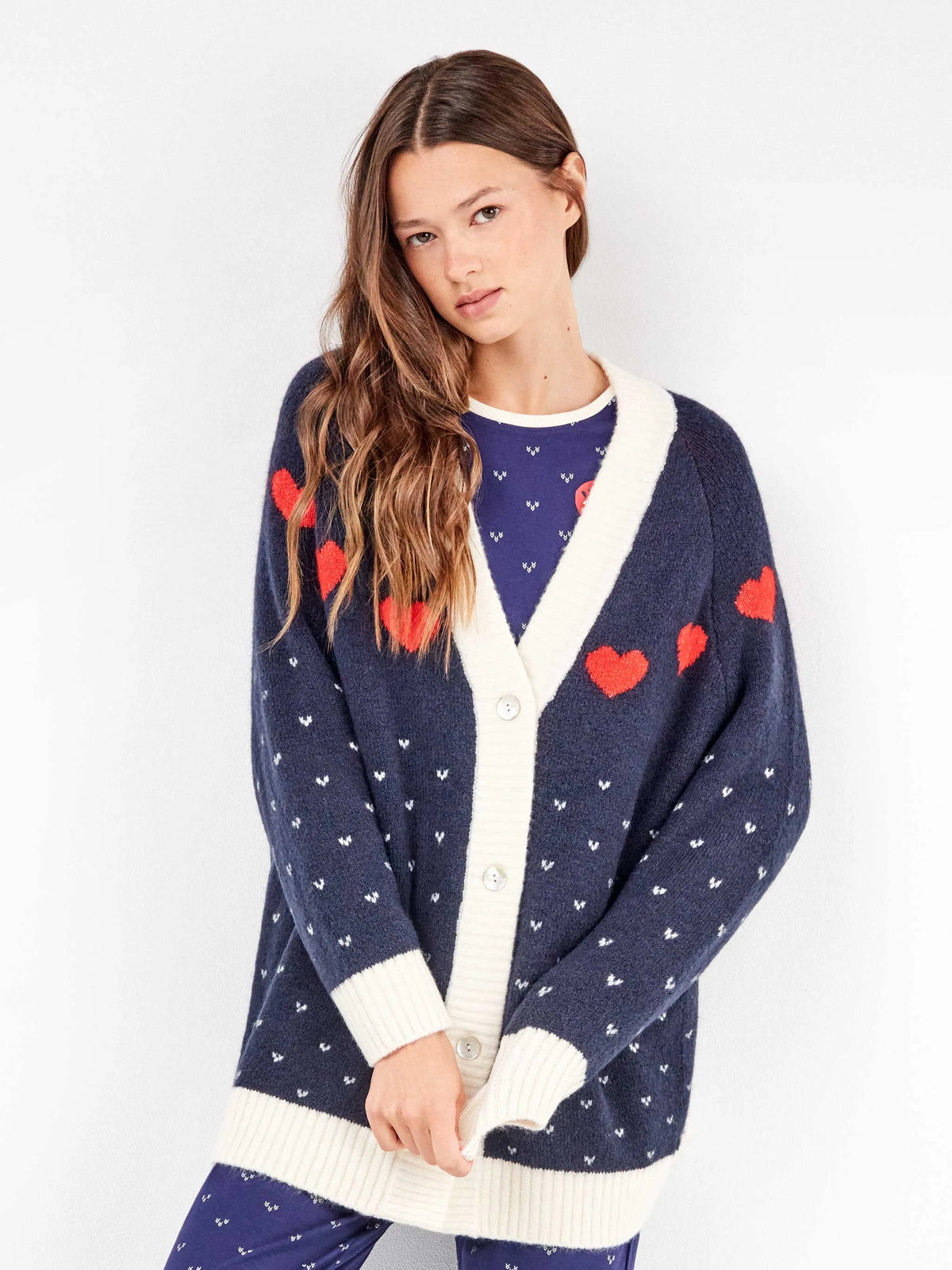 Maxi Cardigan donna Gisela aperta con bottoni in tricot 20328