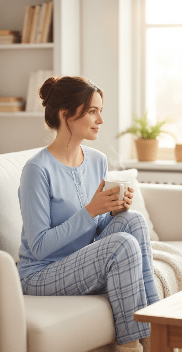 Pigiama aperto donna in caldo cotone interlock invernale Noidinotte Martina FA7885 - Caos Intimo Donna - Uomo - Bambini - Casa - Noidinotte