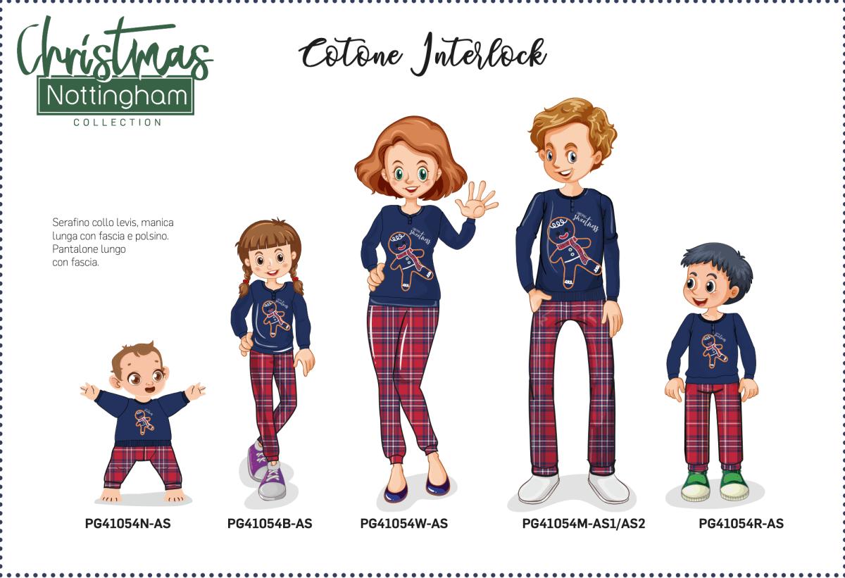 Pigiama bambina Natale Nottingham caldo cotone interlock PG41054B - Caos Intimo Donna - Uomo - Bambini - Casa - Nottingham