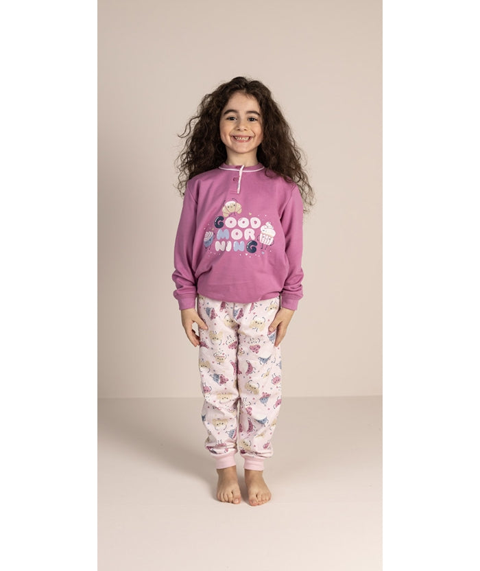 Pigiama invernale bambina cotone felpato Gary 2052