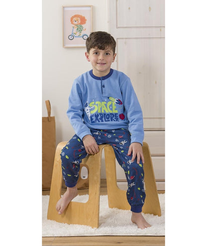 Pigiama invernale bambino cotone felpato Gary 3222