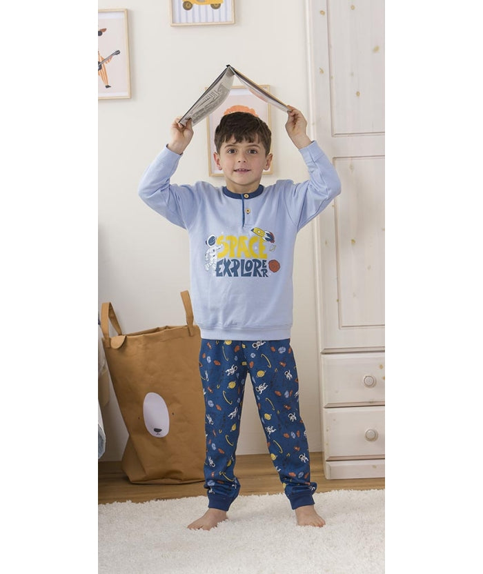 Pigiama invernale bambino cotone felpato Gary 3222
