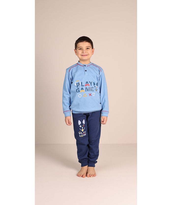Pigiama invernale bambino cotone felpato Gary 3061