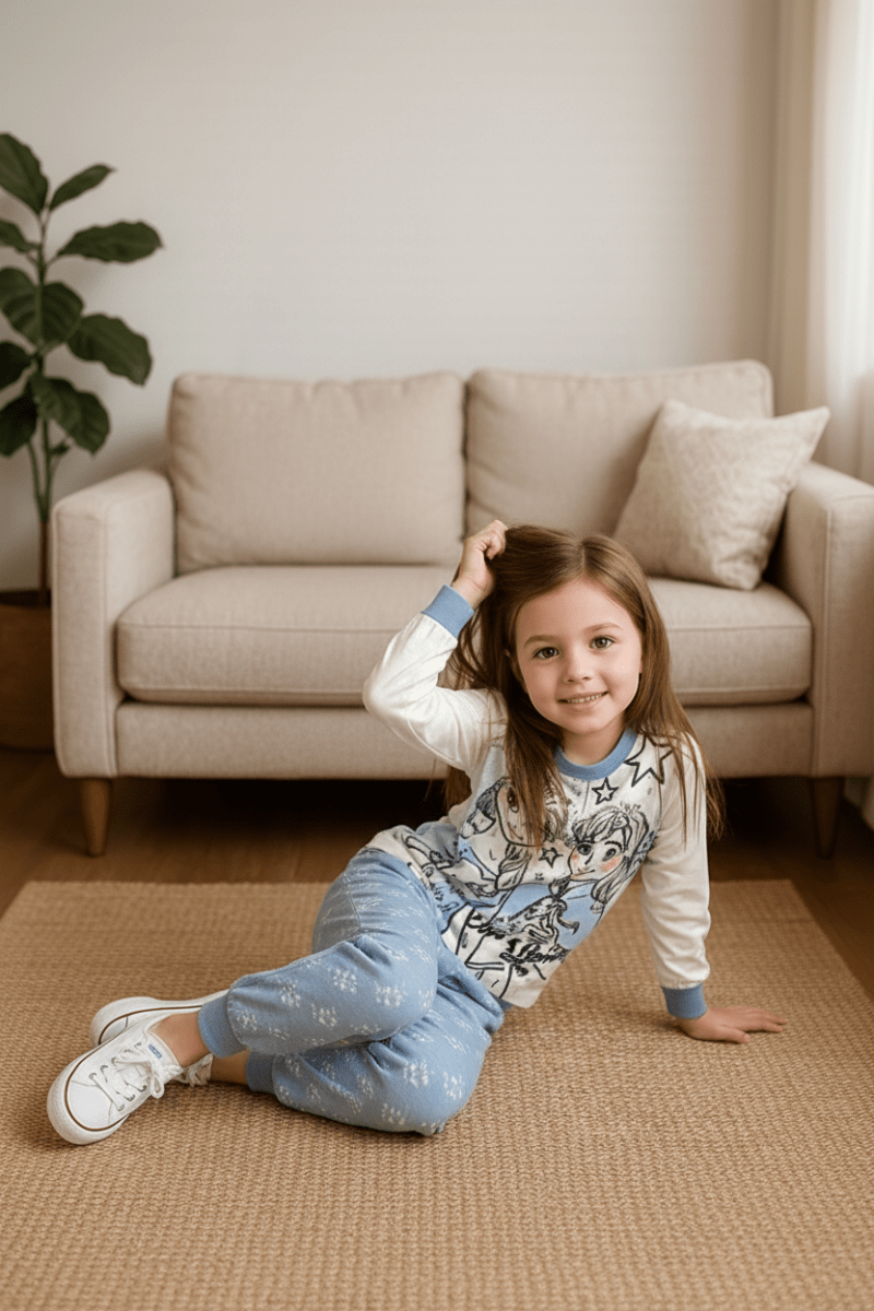 Pigiama caldo cotone Frozen Disney interlock bambina baby DY50A1380 - Caos Intimo Donna - Uomo - Bambini - Casa - Disney