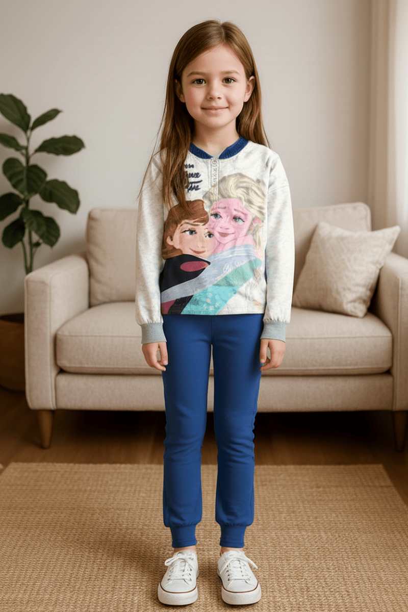 Pigiama caldo cotone Frozen Disney interlock bambina baby DY50A1450 - Caos Intimo Donna - Uomo - Bambini - Casa - Disney