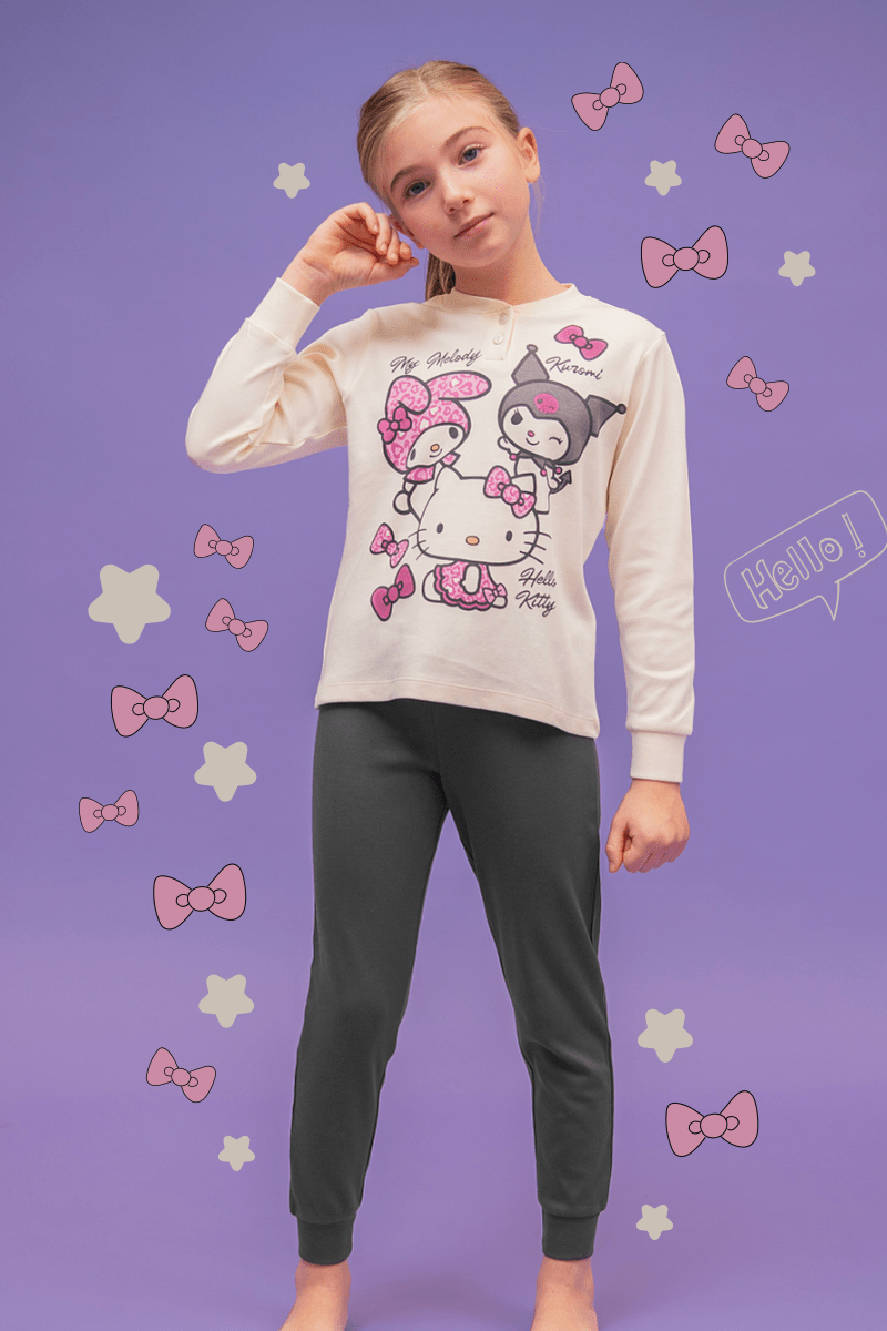 Pigiama caldo cotone Hello Kitty interlock bambina baby HK50A3551 - Caos Intimo Donna - Uomo - Bambini - Casa - Sabor