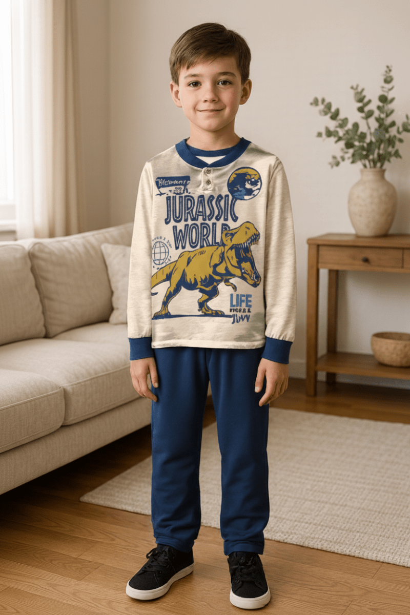 Pigiama caldo cotone Jurassic World interlock bambino baby UN40M7628 - Caos Intimo Donna - Uomo - Bambini - Casa - Disney