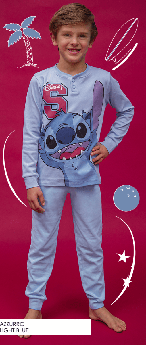 Pigiama caldo cotone Lilo e Stitch Disney interlock bambino baby DY40M7626 - Caos Intimo Donna - Uomo - Bambini - Casa - Disney