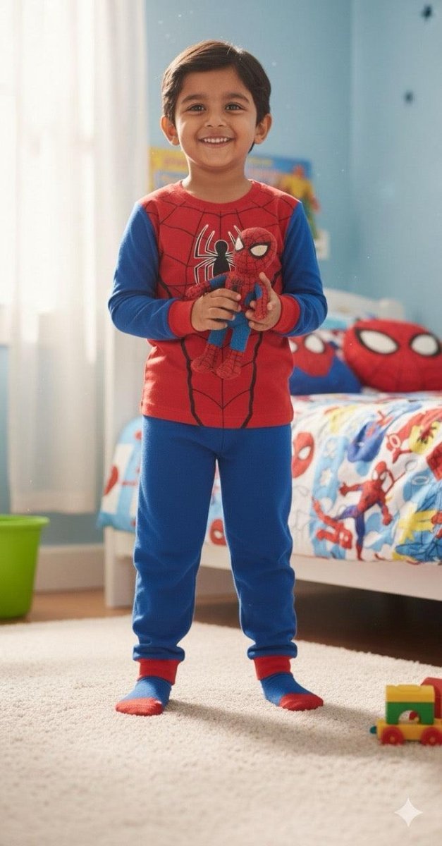 Pigiama caldo cotone Marvel Spiderman interlock bambino baby MV40M7601 - Caos Intimo Donna - Uomo - Bambini - Casa - Marvel