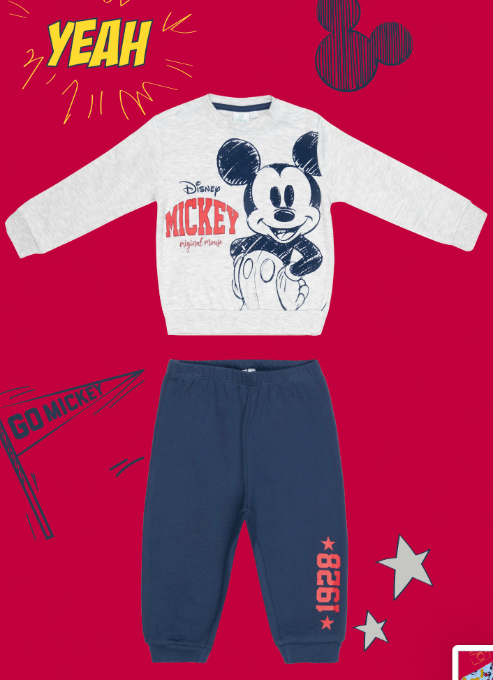 Pigiama caldo cotone Mickey Disney interlock neonato baby DY32P3439 - Caos Intimo Donna - Uomo - Bambini - Casa - Disney
