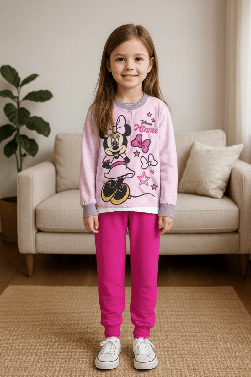 Pigiama caldo cotone Minnie Disney interlock bambina baby DY50A1568 - Caos Intimo Donna - Uomo - Bambini - Casa - Disney