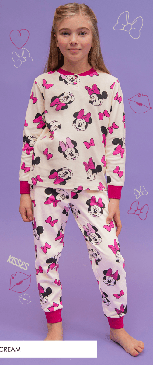 Pigiama caldo cotone Minnie Disney interlock bambina baby DY50L1781 - Caos Intimo Donna - Uomo - Bambini - Casa - Disney