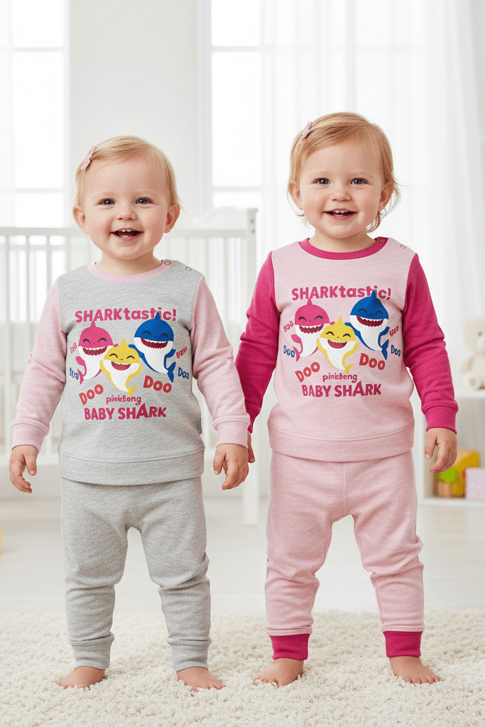 Pigiama caldo cotone neonata bambina Baby Shark Disney interlock BS32P8809 - Caos Intimo Donna - Uomo - Bambini - Casa - Disney