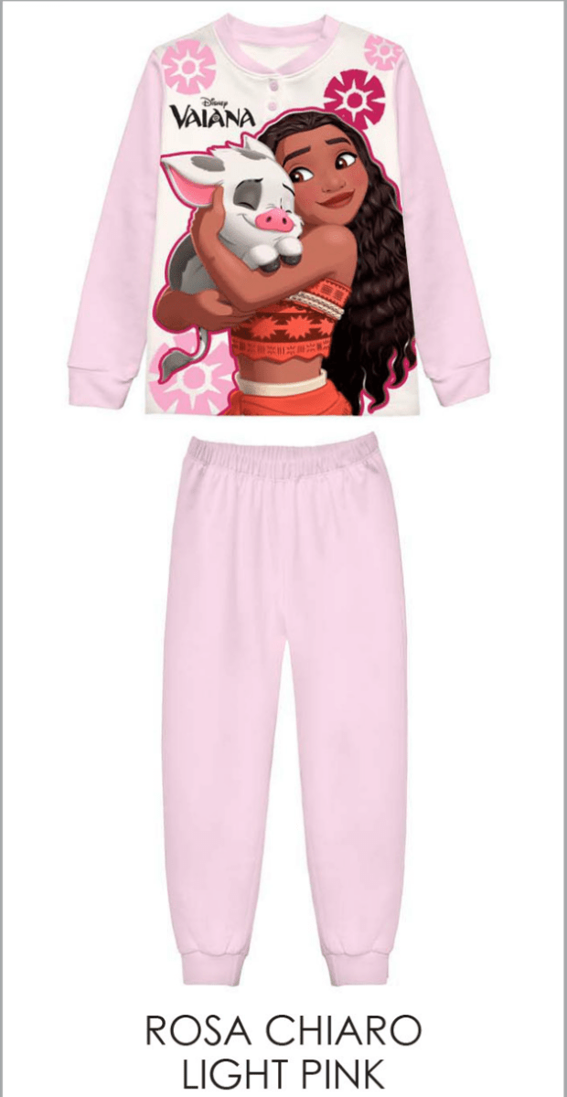 Pigiama caldo cotone Princess Vaiana Disney interlock bambina baby DY50A3921 - Caos Intimo Donna - Uomo - Bambini - Casa - Disney