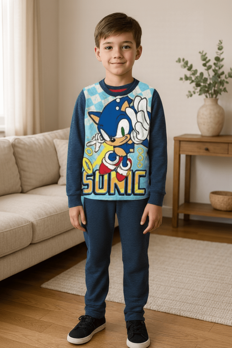 Pigiama caldo cotone Sonic interlock bambino baby SC40G7407 - Caos Intimo Donna - Uomo - Bambini - Casa - Disney