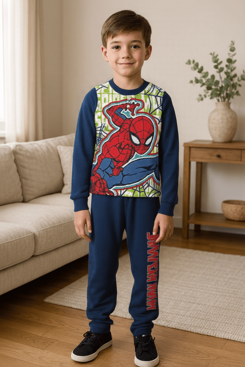 Pigiama caldo cotone Spiderman Marvel interlock bambino baby MV40M4403 - Caos Intimo Donna - Uomo - Bambini - Casa - Marvel