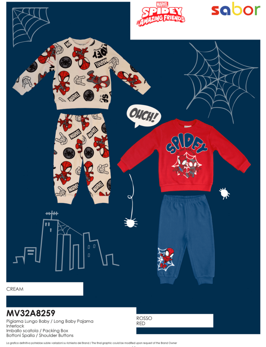 Pigiama caldo cotone Spidey Amazing Friends Marvel interlock neonato baby MV32A8259 - Caos Intimo Donna - Uomo - Bambini - Casa - Marvel
