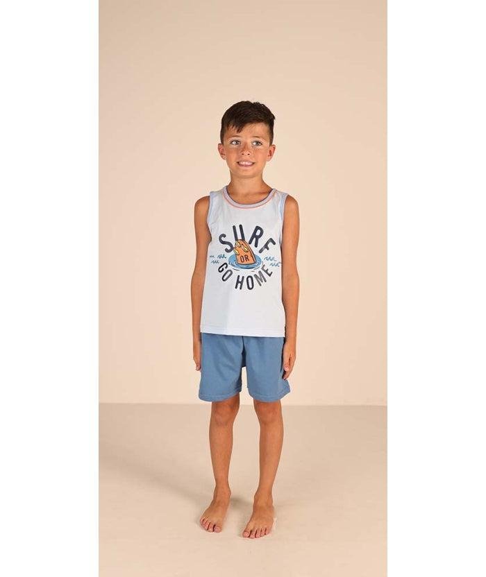 Pigiama canotta pantaloncino bambino jersey puro cotone Gary Z25090 - Caos Intimo Donna - Uomo - Bambini - Casa - Gary