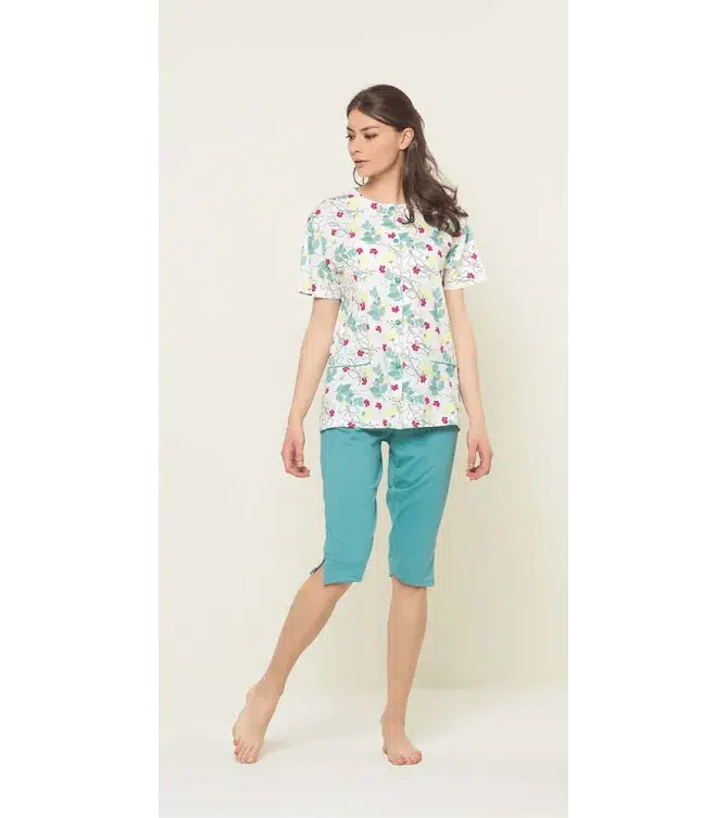 Pigiama conformato donna aperto mezza manica pinocchietto Gary puro cotone U55030CONF - Caos Intimo Donna - Uomo - Bambini - Casa - Gary