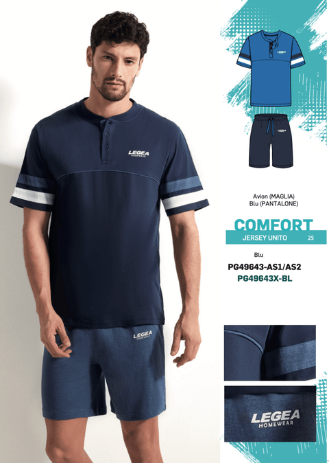 Pigiama corto uomo calibrato Legea puro cotone PG49643X - Caos Intimo Donna - Uomo - Bambini - Casa - Legea