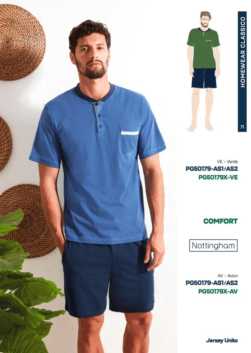 Pigiama corto uomo calibrato Nottingham puro cotone PG50179X - Caos Intimo Donna - Uomo - Bambini - Casa - Nottingham