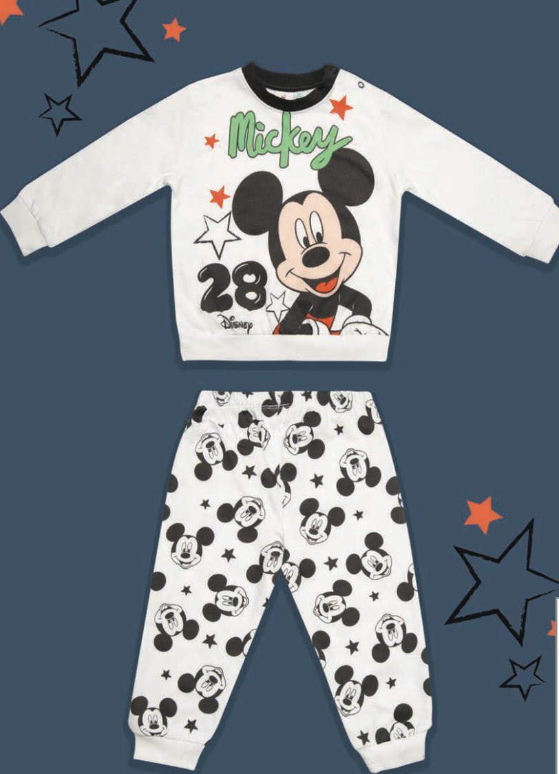 Pigiama cotone felpato Mickey Mouse Disney neonato baby DY32A1420 - Caos Intimo Donna - Uomo - Bambini - Casa - Disney