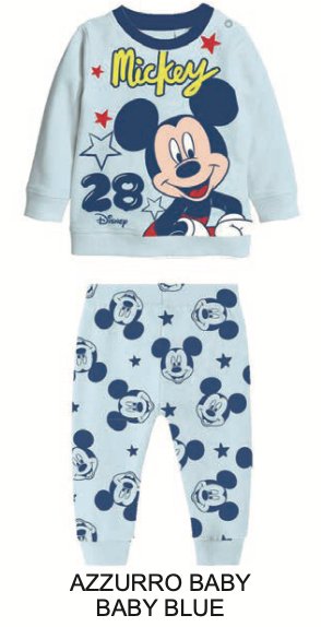 Pigiama cotone felpato Mickey Mouse Disney neonato baby DY32A1420 - Caos Intimo Donna - Uomo - Bambini - Casa - Disney
