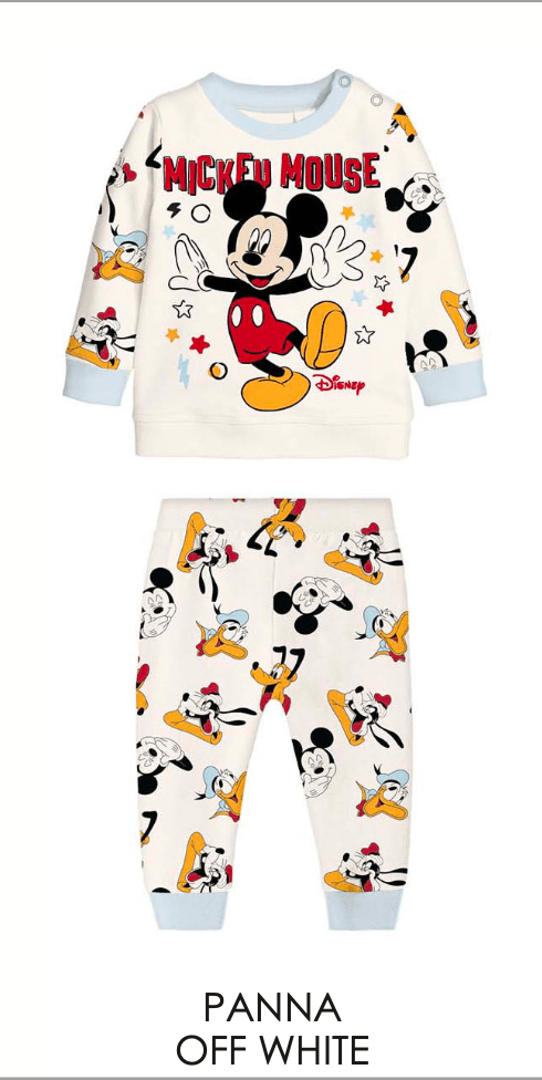 Pigiama cotone felpato Mickey Mouse Disney neonato baby DY32P3431 - Caos Intimo Donna - Uomo - Bambini - Casa - Disney