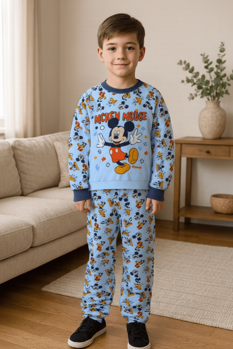 Pigiama cotone felpato Mickey Mouse Disney neonato baby DY32P3431 - Caos Intimo Donna - Uomo - Bambini - Casa - Disney