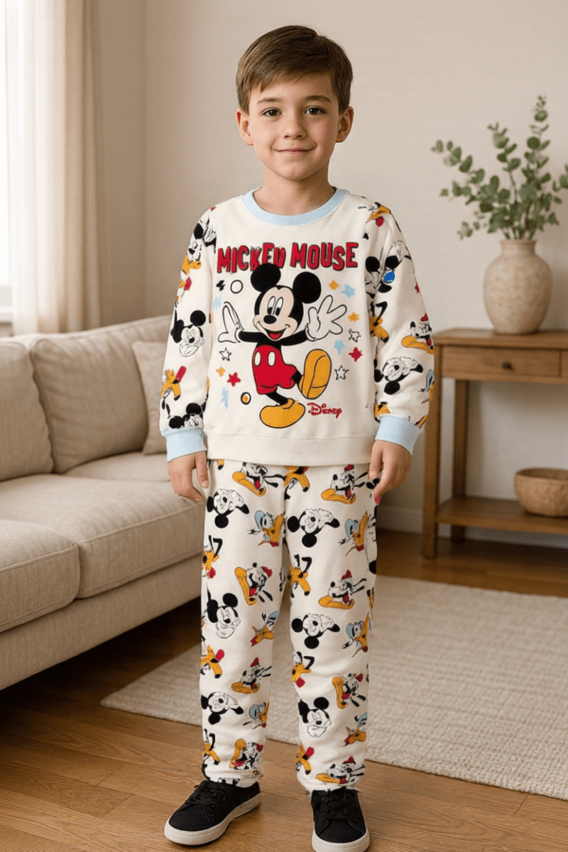 Pigiama cotone felpato Mickey Mouse Disney neonato baby DY32P3431 - Caos Intimo Donna - Uomo - Bambini - Casa - Disney