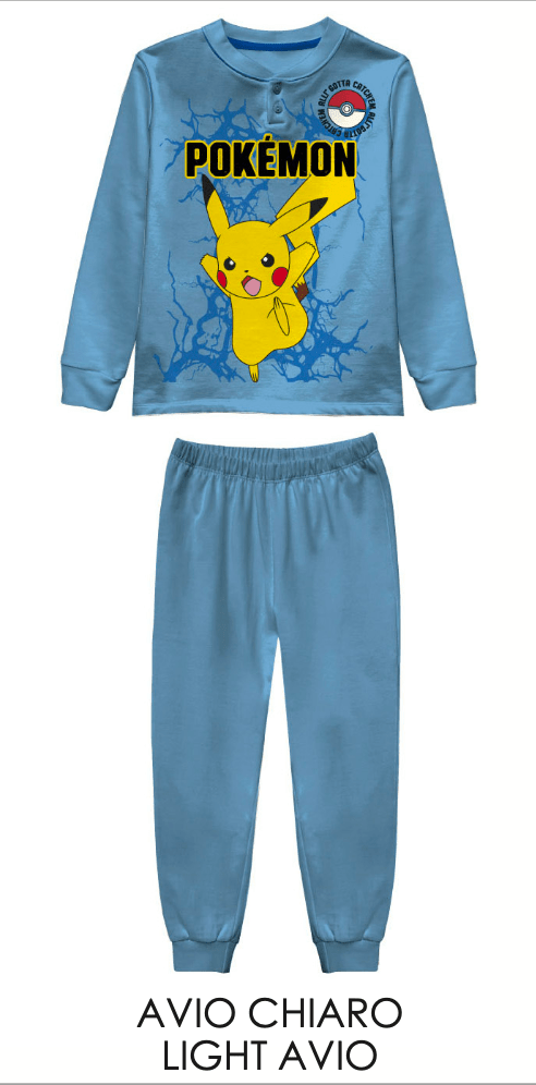 Pigiama cotone felpato Pokemon bambino PK40M7634 - Caos Intimo Donna - Uomo - Bambini - Casa - Disney
