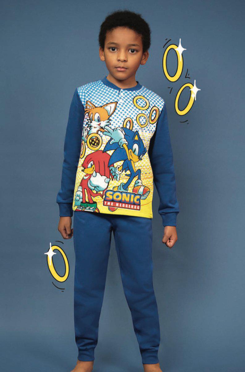 Pigiama cotone felpato Sonic Sega bambino baby SC40G7408 - Caos Intimo Donna - Uomo - Bambini - Casa - Sega