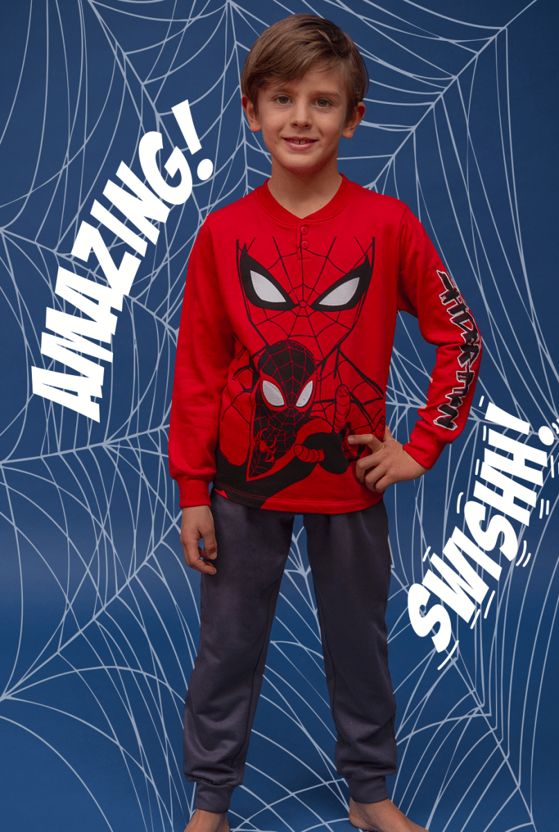 Pigiama cotone felpato Spiderman Marvel bambino baby MV40M7611 - Caos Intimo Donna - Uomo - Bambini - Casa - Marvel
