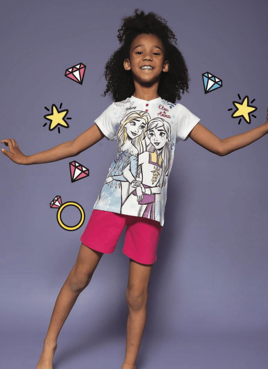 Pigiama cotone Frozen Disney estivo bambina DY50A2277 - Caos Intimo Donna - Uomo - Bambini - Casa - Disney