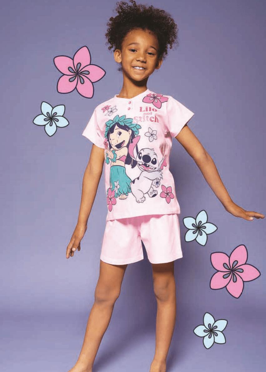 Pigiama cotone Lilo and Stitch Disney estivo bambina DY50L0745 - Caos Intimo Donna - Uomo - Bambini - Casa - Disney