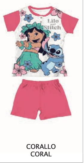 Pigiama cotone Lilo and Stitch Disney estivo bambina DY50L0745 - Caos Intimo Donna - Uomo - Bambini - Casa - Disney