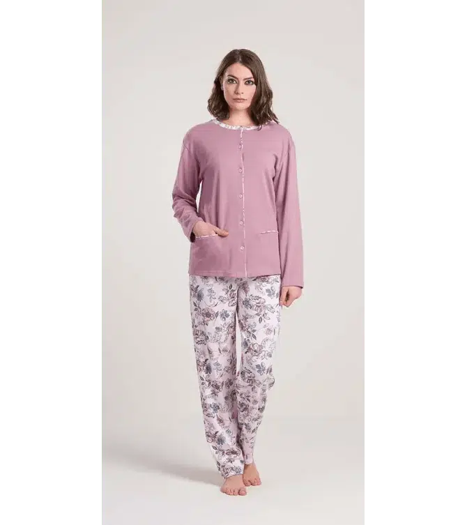 Pigiama donna aperto invernale interlock V50022CONF calibrato - Caos Intimo Donna - Uomo - Bambini - Casa - Gary