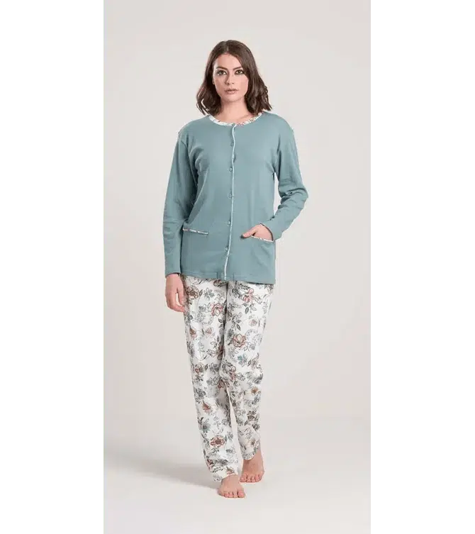 Pigiama donna aperto invernale interlock V50022CONF calibrato - Caos Intimo Donna - Uomo - Bambini - Casa - Gary