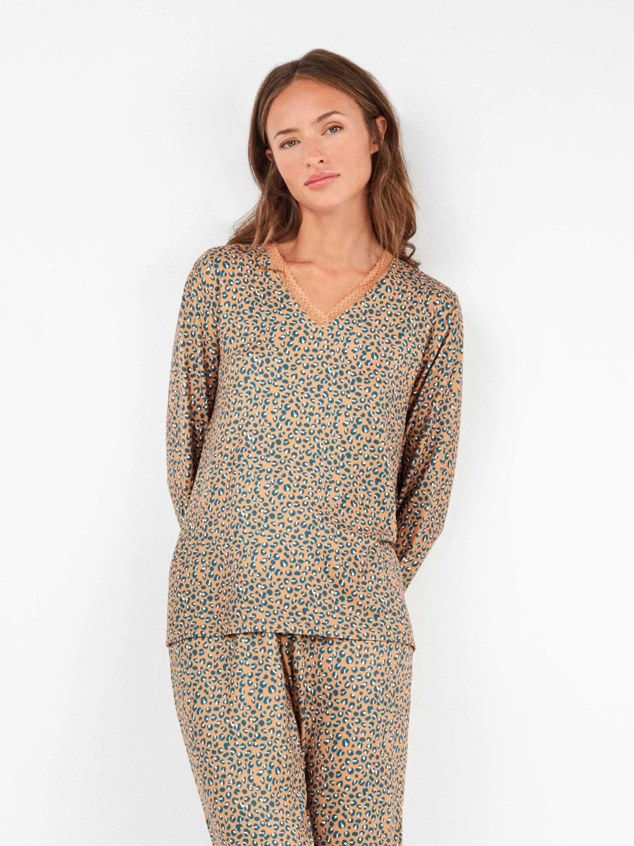 Pigiama donna Gisela collo a punta in maglia calda 20306 - Caos Intimo Donna - Uomo - Bambini - Casa - Gisela