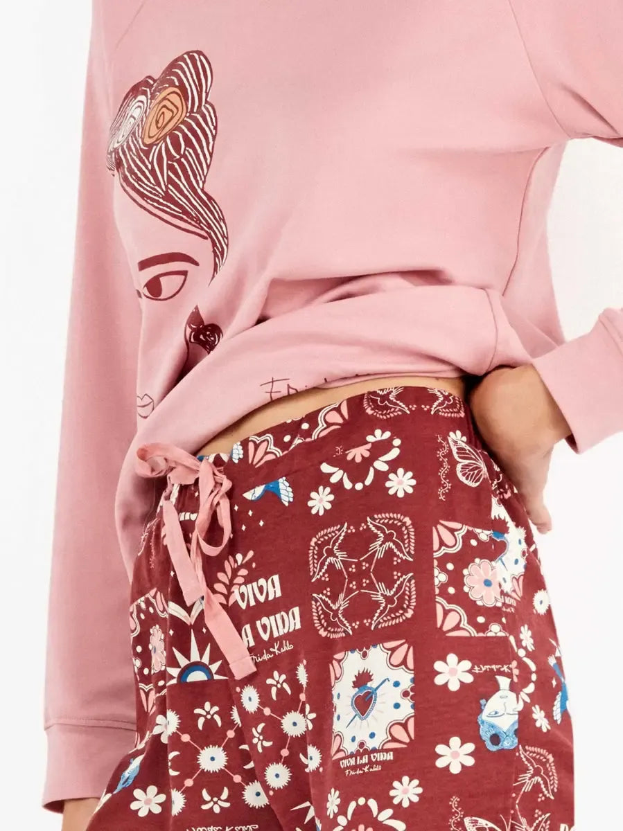 Pigiama donna Gisela girocollo in caldo cotone 20362 Frida Kahlo - Caos Intimo Donna - Uomo - Bambini - Casa - Gisela