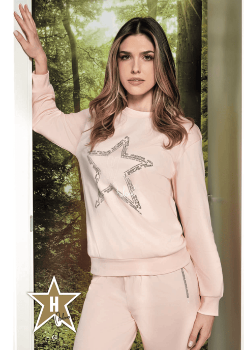 Pigiama donna Hollywood Milano girocollo caldo cotone interlock PG45770 - Caos Intimo Donna - Uomo - Bambini - Casa - Hollywood Milano
