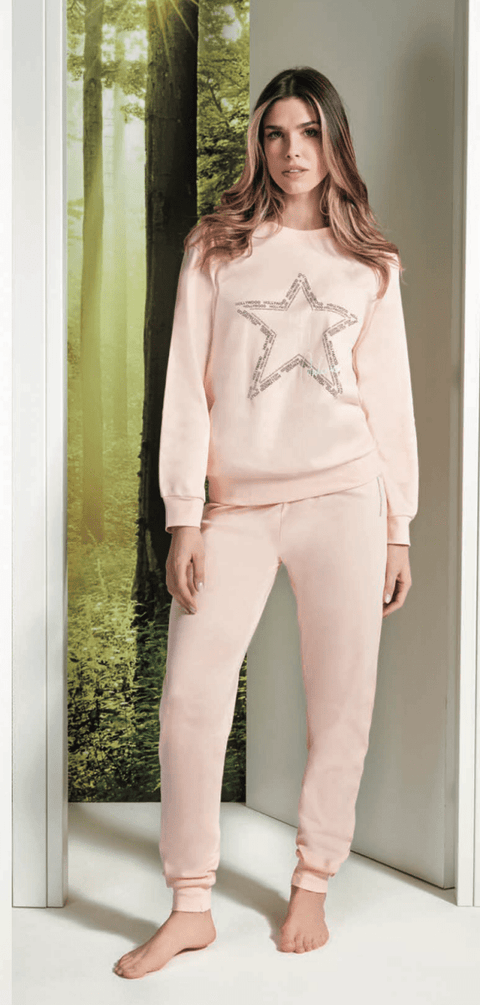 Pigiama donna Hollywood Milano girocollo caldo cotone interlock PG45770 - Caos Intimo Donna - Uomo - Bambini - Casa - Hollywood Milano